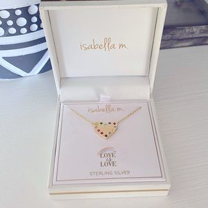 Brand New Isabella M. Gold over Sterling Silver Rainbow heart gem 🌈 Necklace